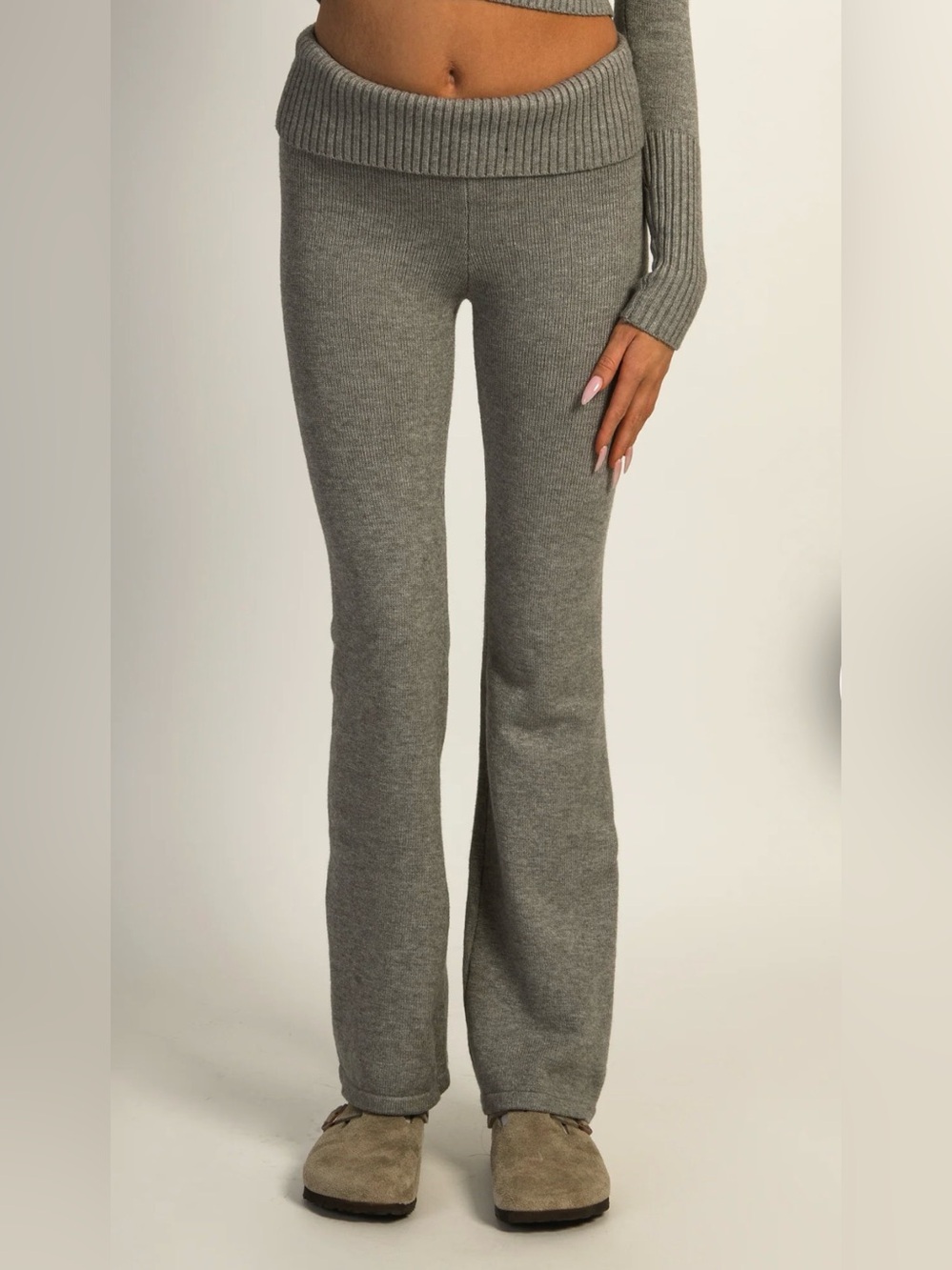 Boathouse Harlow Women’s Brooke Flare Pant - Heather Grey (Low Rise, Foldover)